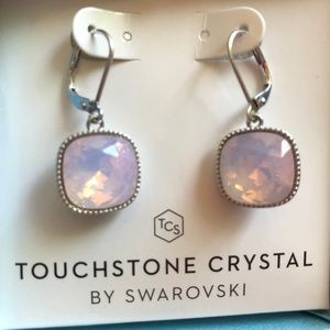 Touchstone Rose Water Opal crystal earrings NIB!
